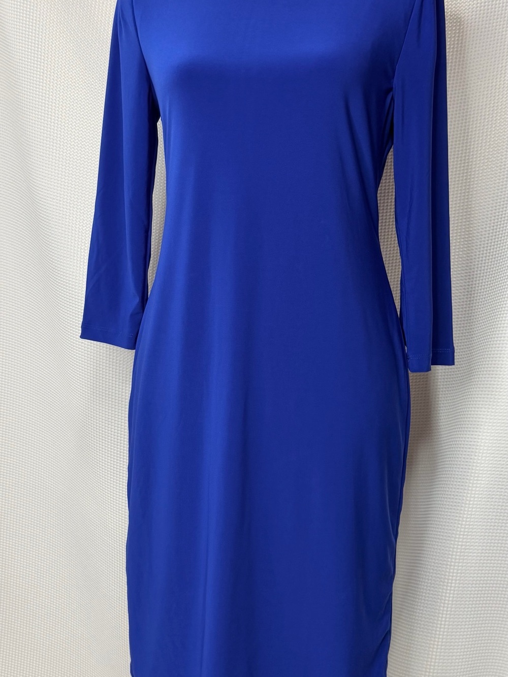 Rekucci Sleek Royal Blue Midi Dress with Three-Quarter Sleeves